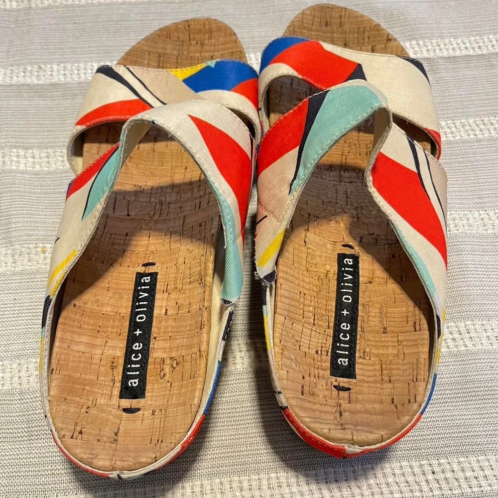 Alice + Olivia multicoloured canvas wedge sandals